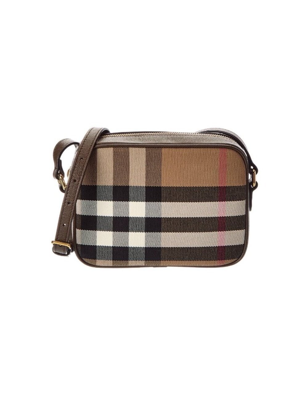 Burberry House Check Canvas Small Camera Bag Ebony Brown 8114071